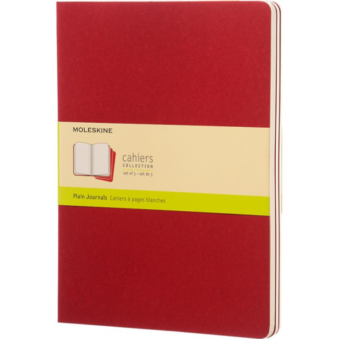 Набор из 3 блокнотов MOLESKINE Cahier Journal XL, нелинованный, клюквенный CH123