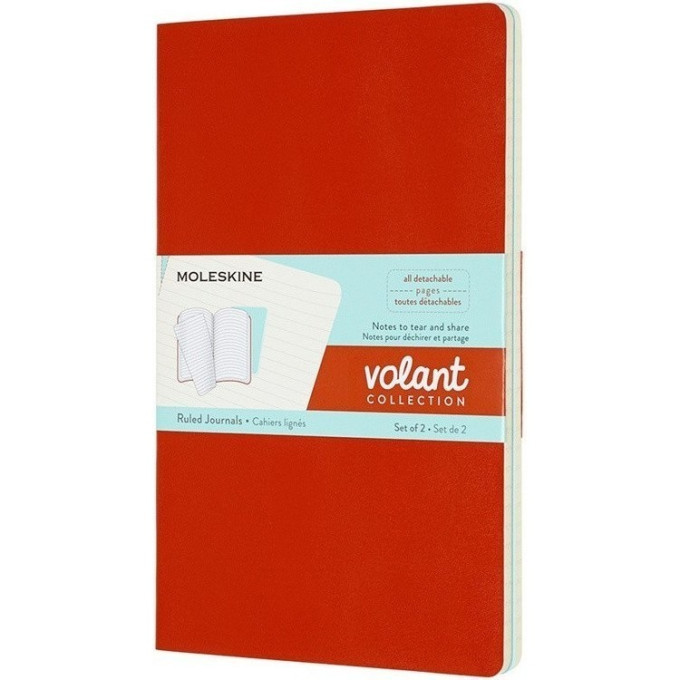 Блокнот MOLESKINE VOLANT POCKET, нелинованный, оранжевый/голубой QP713F16B24